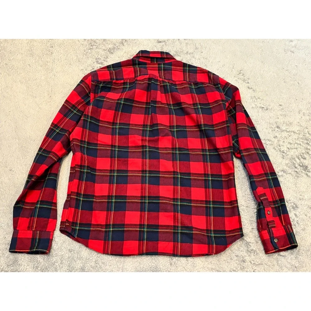 GAP Flannel Shirt Mens Medium Red Cotton Button Down Lumberjack Tartan Plaid